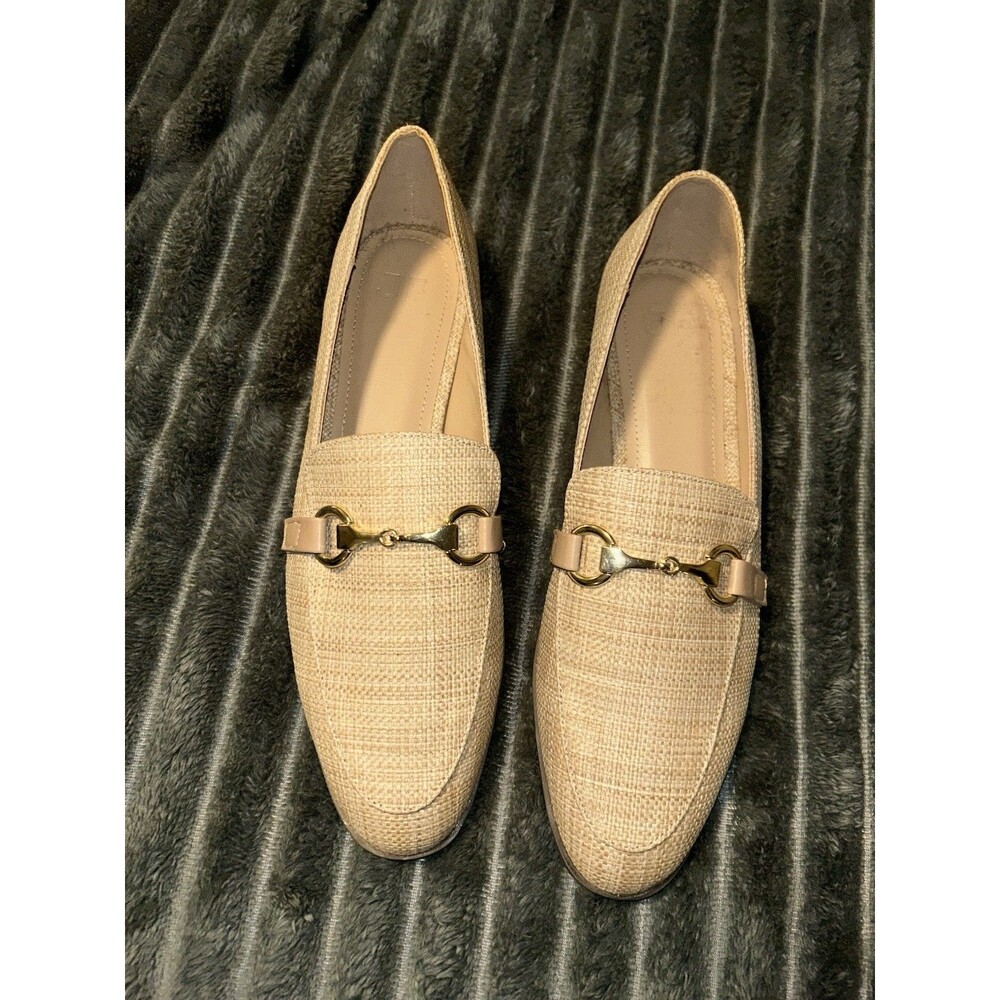 JF Beige Loafer Flats Metal Bit Slip-On Women's US 11 EU 42